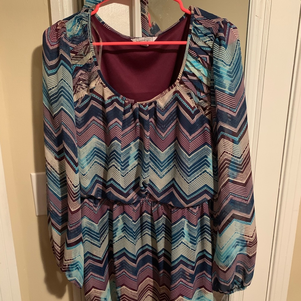 Chevron long sleeve dress